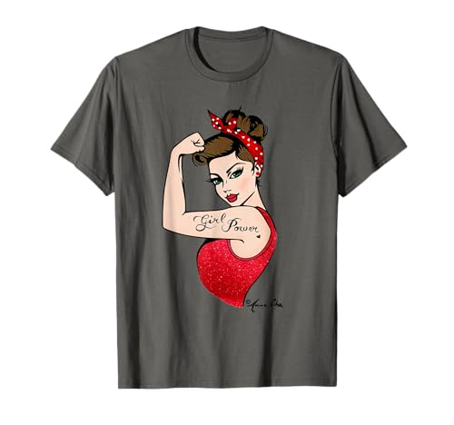 Girl Power Feministische Kunst im Retro Rosie Riveter Stil T-Shirt von Anne Cha Art
