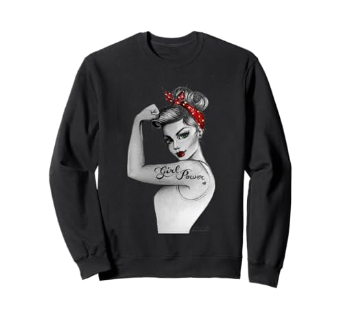 Girl Power Feministische Kunst im Retro Rosie Riveter Stil Sweatshirt von Anne Cha Art