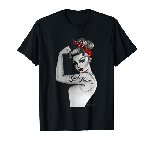 Girl Power Modern Rosie Pin Up Retro Art von Anne Cha Damen T-Shirt von Anne Cha Art