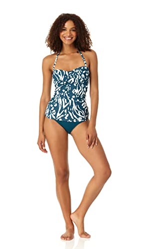 Anne Cole Damen Bandeau gedrehter Vorderseite Tankini-Oberteil, Blau/Weiß, Large von Anne Cole