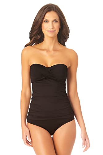 Anne Cole Damen Bandeau gedrehter Vorderseite Tankini-Oberteil, Schwarz I, Small von Anne Cole