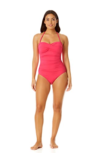 Anne Cole Damen Twist Front Shirred One Piece Swimsuit Badeanzug, Hot Pinkie, 44 von Anne Cole