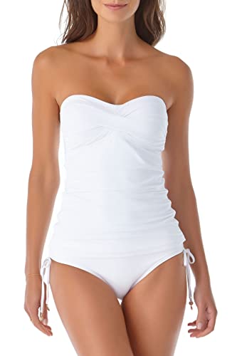 Anne Cole Damen Women's Twist Front Shirred Bandeau Tankini Tankinioberteil, weiß, X-Large von Anne Cole