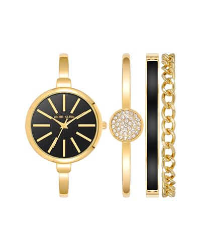 Anne Klein Women's Bangle Watch and Bracelet Set Gold/Black von Anne Klein
