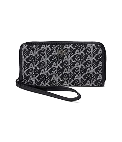 Anne Klein AK Logo Slim Zip Around mit Wristlet Strap Black/Ak Denim One Size, Schwarz/Ak Denim, Einheitsgröße, Ak Logo schmaler Reißverschluss mit Handgelenkschlaufe von Anne Klein