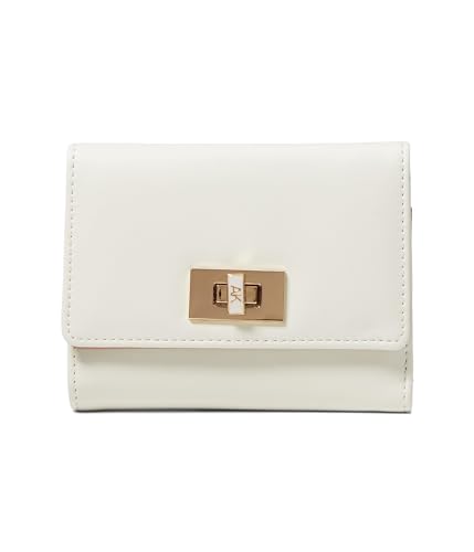 Anne Klein Damen Ak Small Flap Wallet mit Emaille gefülltem Drehverschluss, Anne Weiß, X- Small von Anne Klein