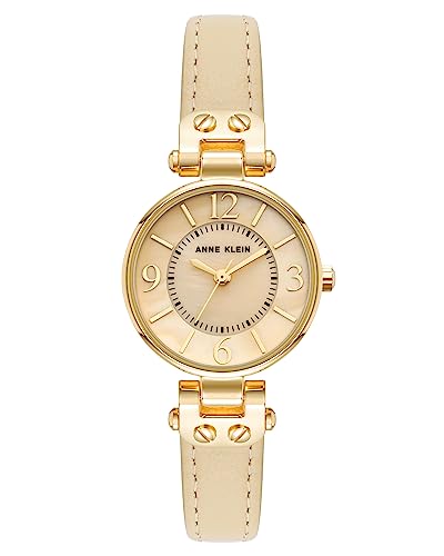 Anne Klein Damen Analog Japanisches Quarzwerk Uhr mit Elfenbeinfarbenes Leder Armband 086702728602 von Anne Klein