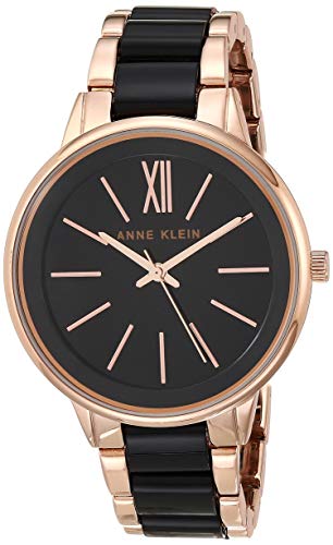 Anne Klein Damen Analog Quarz Uhr mit Edelstahl Armband AK/1412BKRG von Anne Klein