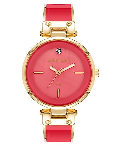 Anne Klein Damen-Armbanduhr, echtes Diamant-Zifferblatt, AK/1414, Rot (Berry Red), AK/1414MAGB von Anne Klein