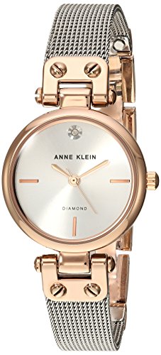 Anne Klein Women's Genuine Diamond Dial Gold-Tone Mesh Bracelet Watch Silver/Rose Gold von Anne Klein