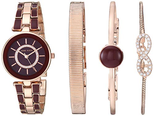 Anne Klein Women's Premium Crystal Accented Watch and Bracelet Set, AK/3286 Burgundy/Rose Gold Anne Klein Women's Premium Crystal Accented Watch and Bracelet Set, AK/3286 Burgundy/Rose Gold von Anne Klein
