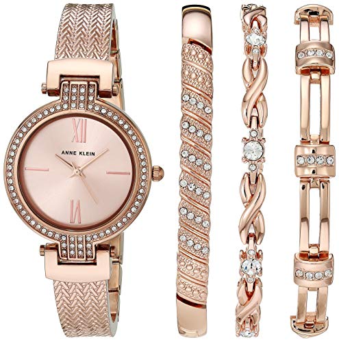 Anne Klein Women's Premium Crystal Accented Bangle Watch and Bracelet Set Rose Gold von Anne Klein