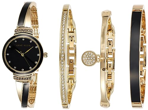 Anne Klein Women's Premium Crystal Accented Bangle Watch Set Gold/Black von Anne Klein