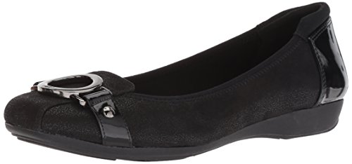 Anne Klein Damen Umeko Ballet Flat Ballerinas, Schwarz-Multi-Stoff, 38.5 EU von Anne Klein