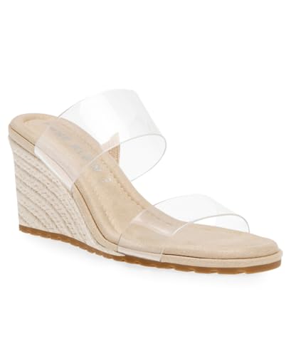 Anne Klein Damen Espadrille Offene Zehenpartie Keilsandalen, Transparent, natürlich, 36 EU von Anne Klein