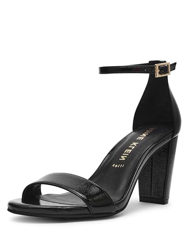 Anne Klein Damen Kourtney Sandalen mit Absatz, Black Crinkle, 40 EU von Anne Klein