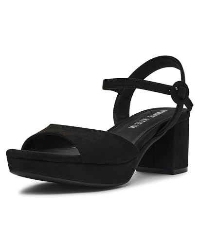 Anne Klein Damen Piper Sandalen mit Absatz, Schwarzes Wildleder, 41 EU von Anne Klein