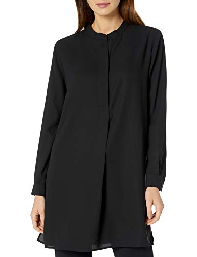 Anne Klein Damen Pop-Over Blouse with Covered Placket and Side Slits Bluse, Anne Schwarz, X-Large von Anne Klein