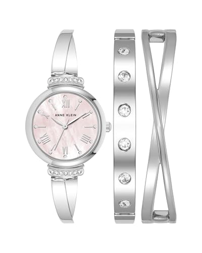 Anne Klein Damen Premium Kristall Akzentuiert Armreif Uhr und Armband Set von Anne Klein