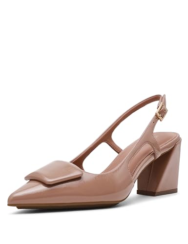 Anne Klein Damen Renetta Pump, Hautfarbenes Lackleder, 39 EU von Anne Klein