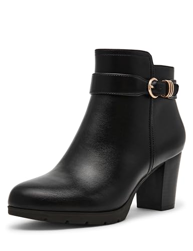 Anne Klein Damen Rumor Stiefelette, Schwarz glatt, 38.5 EU von Anne Klein