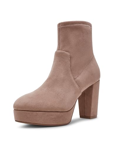 Anne Klein Damen Volt Stiefelette, Sandfarbenes Wildleder, 38.5 EU von Anne Klein