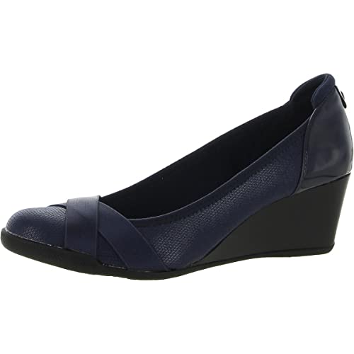 Anne Klein Timeout Damen Pumpe mit Keilabsatz, Blau (Navy), 38 EU von Anne Klein