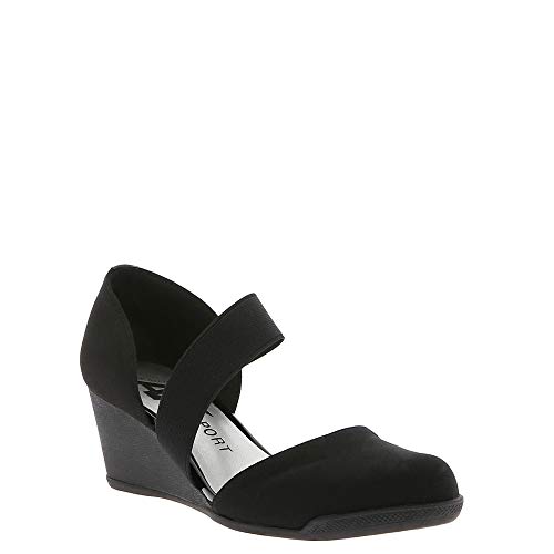 Anne Klein Damen Tara Wedge Pumps, Schwarzes Multi-Stretchgewebe, 41 EU von Anne Klein