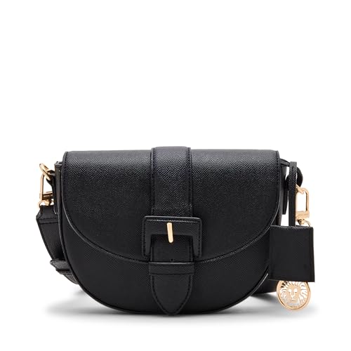 Anne Klein Damen Womens Saddle Crossbody, Black Schultergurt, Schwarz von Anne Klein