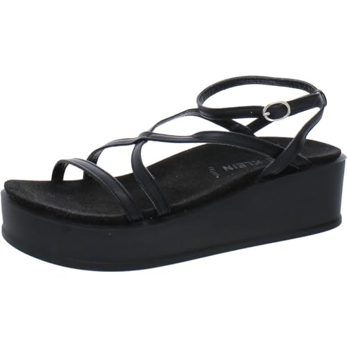 Anne Klein Verano Damen-Sandalen aus Kunstleder mit Knöchelriemen, Schwarz, 38.5 EU von Anne Klein