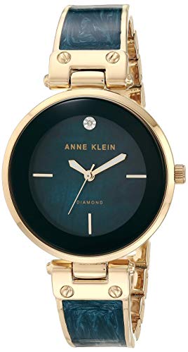 Anne Klein Damen Analog Japanisches Quarzwerk Uhr mit Metall Armband AK/2512NVGB von Anne Klein