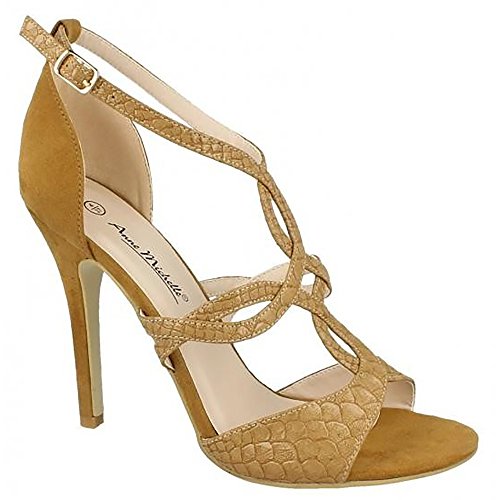 Anne Michelle Damen-High-Heels aus Kunstschlangenhaut, - Camel-Braun - Größe: 39 EU von Anne Michelle