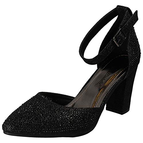 Anne Michelle Damen Pumps mit Blockabsatz und Glitzer, Schwarz , 39 EU von Anne Michelle