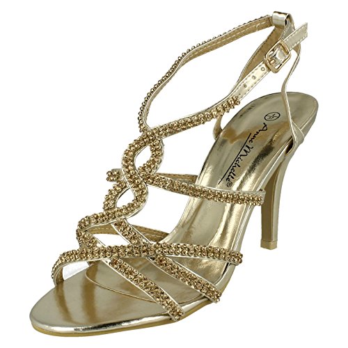 Anne Michelle Damen Sandalen mit Absatz und Knöchelriemen, gold, 39 EU von Anne Michelle