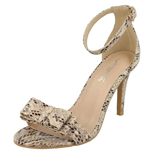 Anne Michelle Damen Sandalen mit Knöchelriemen, Beigefarbenes Schlangenmuster, 38 EU von Anne Michelle
