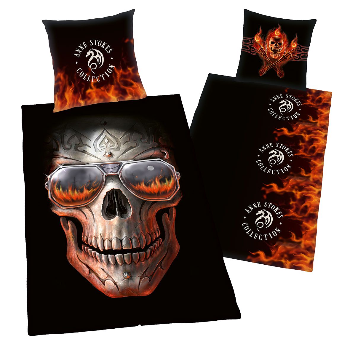 Anne Stokes Burned Skull Bettwäsche multicolor von Anne Stokes