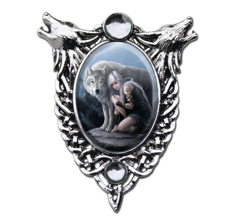 Anne Stokes Kettenanhänger Anne Stokes Anhänger Beschützer Cabochon Schmuck Fantasy Wolf Elfe Uni von Anne Stokes