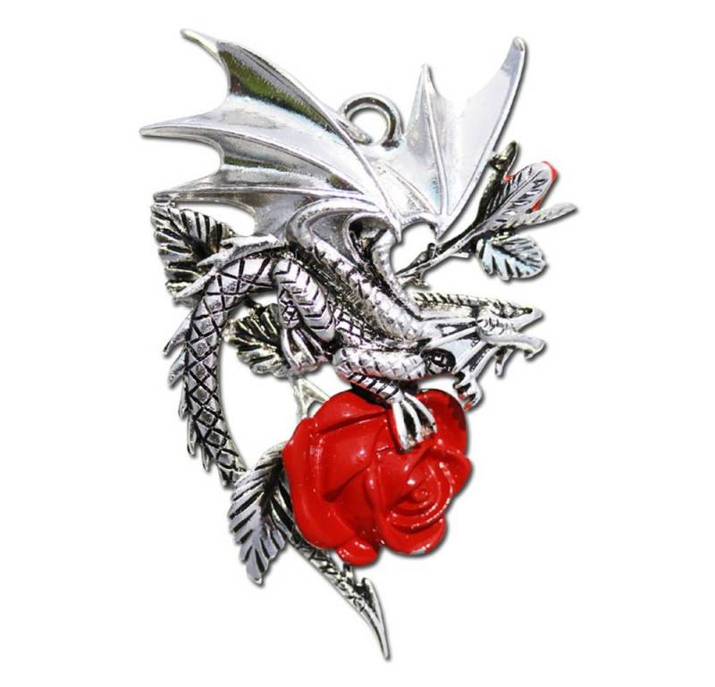 Anne Stokes Kettenanhänger Draca Rosa Anhänger Schmuck - Drachen, Pflanzen - 40x55mm von Anne Stokes