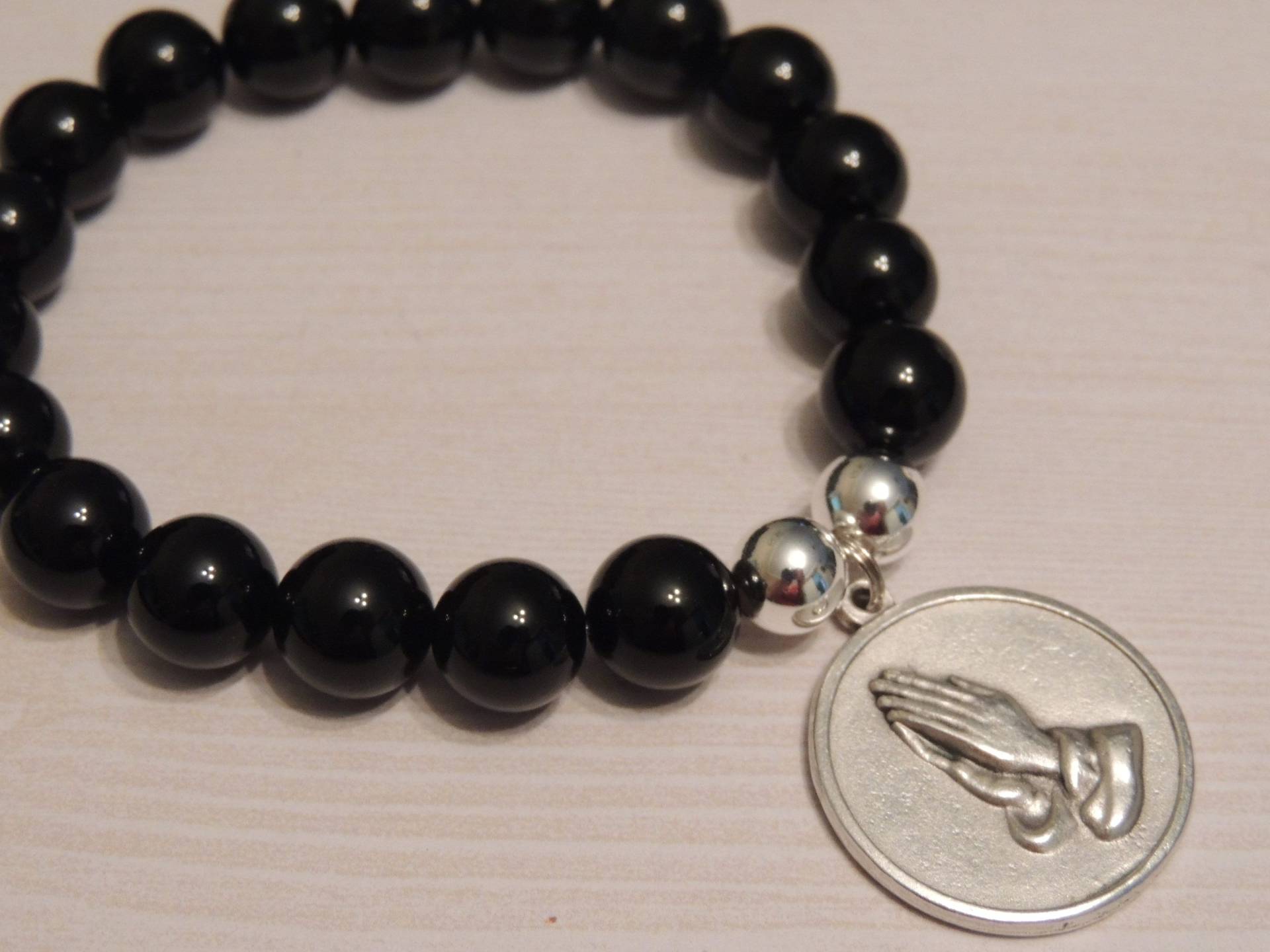 Schwarzer Achat Gebetsmedaillien Armband Serenity Nüchternheit Charm Schwarzer Achat Gebetsmedaillien Armband Serenity Nüchternheit Charm von AnneGaleJewels