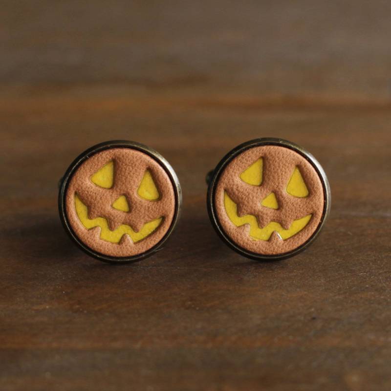 Herren Manschettenknöpfe - Vintage Stil Halloween Kürbis Kopf-Jack-O'-Lanterns Mit Einer Geschenkbox von AnneSoye