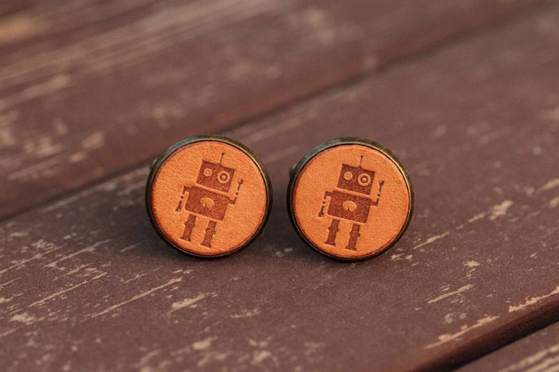 Vintage Style Manschettenknöpfe - Personalisierte Roboter Mit Geschenkbox von AnneSoye