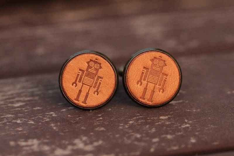 Vintage Style Manschettenknöpfe - Roboter-Manschettenknöpfe Personalisiert, Mit Einem Geschenk-Box von AnneSoye