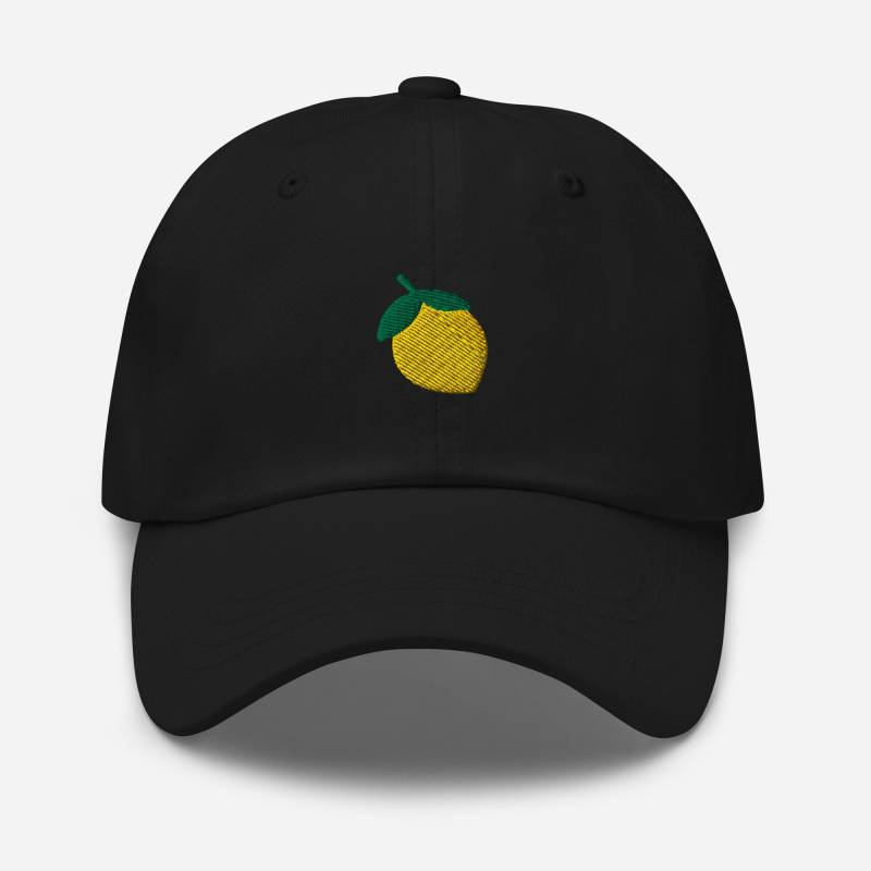 Baseball Style Cap With Embroidered Lemon | Unisex Embroidered Dad Hat Vintage Fruit, Tutti Frutti, Lemonade, Lime, Lemon von AnneStitchy