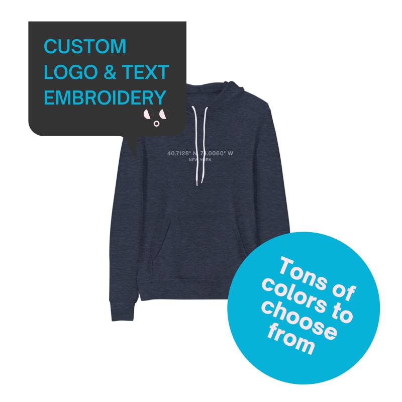 Bestickter Unisex-Kapuzenpullover Mit Deinem Text/Logo von AnneStitchy