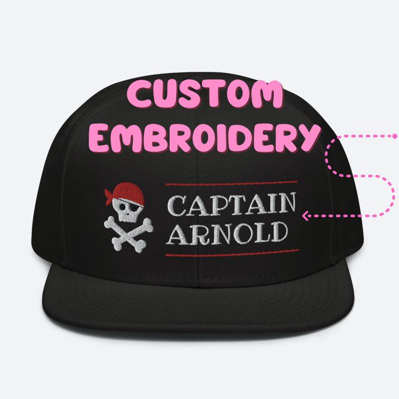Cute Pirate Captain Skull & Crossbones - Custom Name Baseball Cap Otto von AnneStitchy