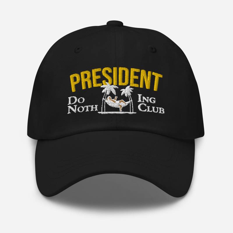 Do Nothing Club President Or Your Text Dad-Hat Vintage Style Logo Baseball Cap von AnneStitchy