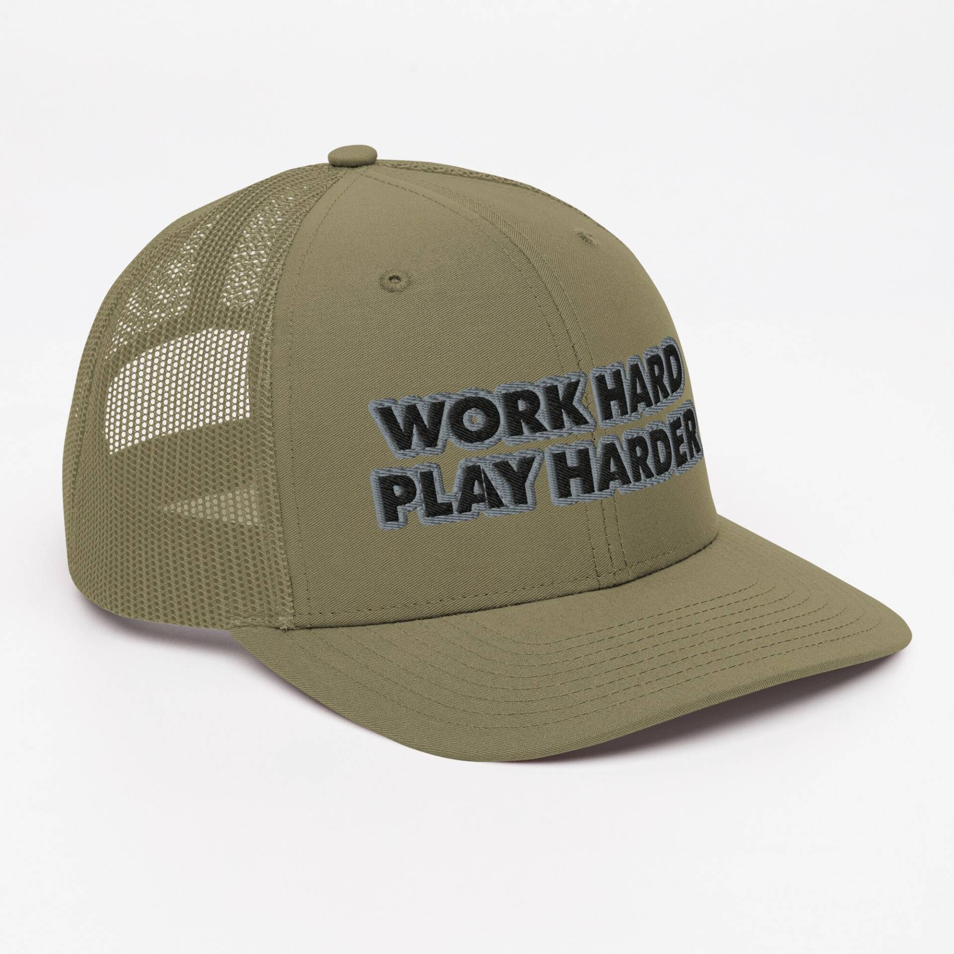 Elevate Your Style With The "Work Hard Play Harder" Trucker Cap - Embroidered Work Hat Elevate Your Style With The "Work Hard Play Harder" Trucker Cap - Embroidered Work Hat von AnneStitchy