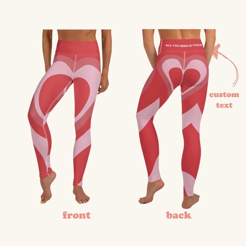 Hearts Leggings For Women - Womens Flamingo with All Over Print Pink Heart Valentines Day Non See Through Squat Approved von AnneStitchy