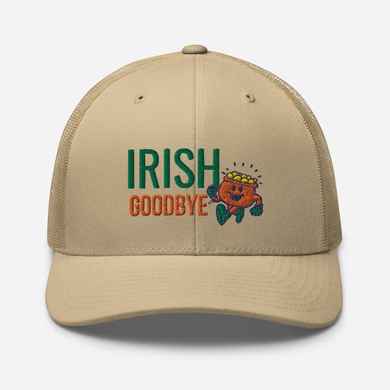Irish Goodbye Trucker Hat | Embroidered St Patricks Day Party Shamrock von AnneStitchy
