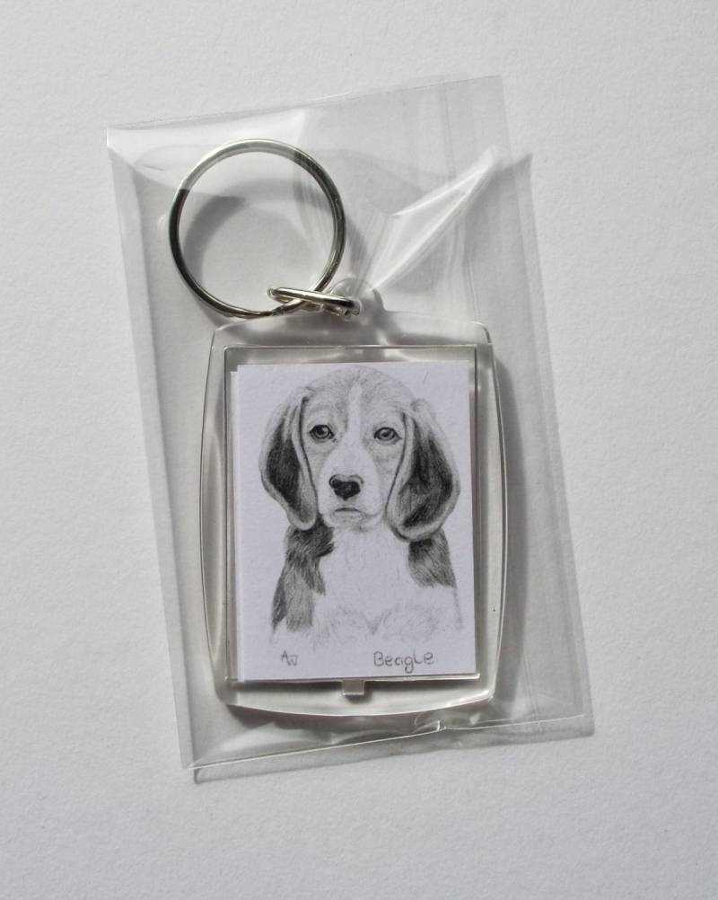 Beagle Hund Schlüsselanhänger Taschenanhänger Beagle Hund Schlüsselanhänger Taschenanhänger von AnneWassellArt